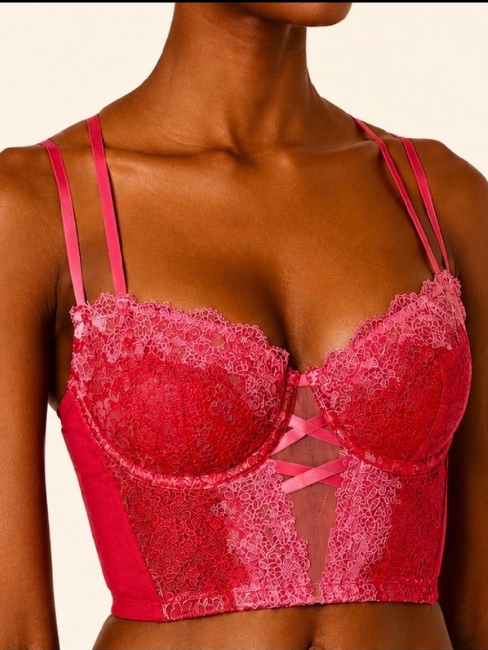 NWT Cosabella Veneto Balconette Bustier 36D Rossa Quartz Pink Lace Longline Bra